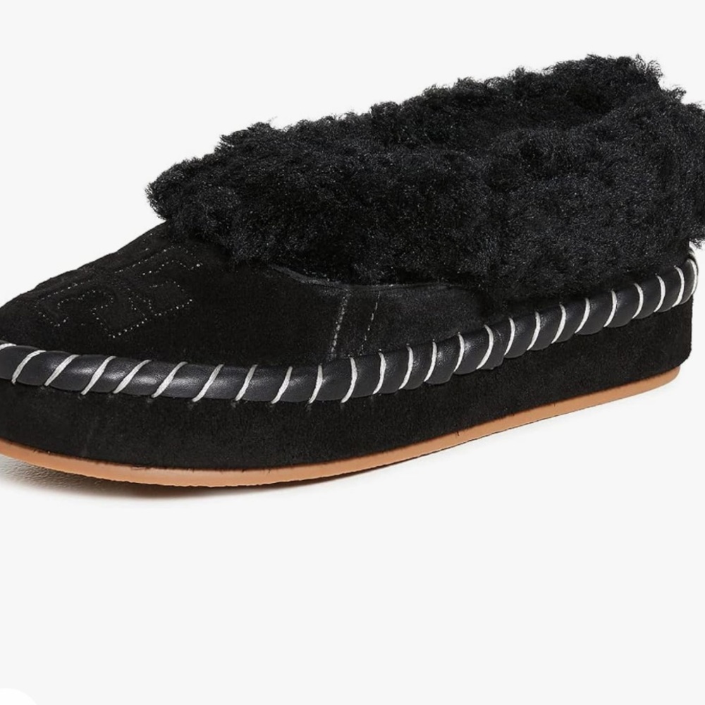 Tory Burch Women's Shearling Slippers in Black Suede Size 5.5 -NWOT - Picture 3 of 4
